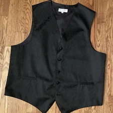Men’s Vesuvio Napoli in Italy Polyester Black Formal Vest XL Paisley Design