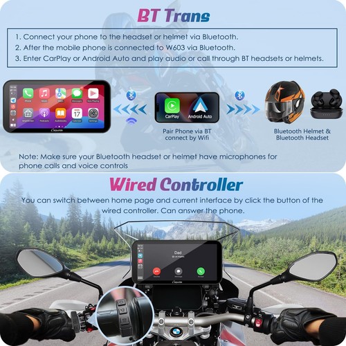 Schermo Carplay Per Moto Carpuride W603B - 6.3" Touchscreen Impermeabile, Per BMW R1200GS/R1250GS - Foto 12