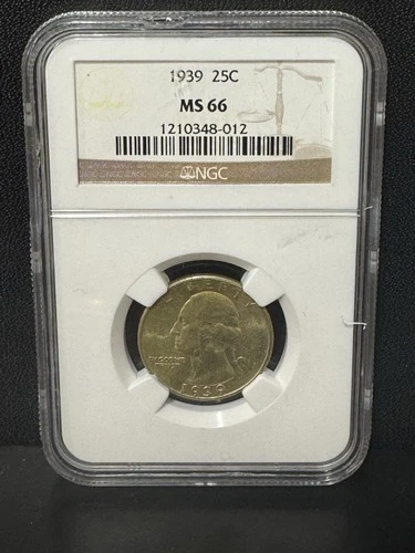 1939 25C Toned Washington Silver Quarter NGC MS66 Plus Free Shipping