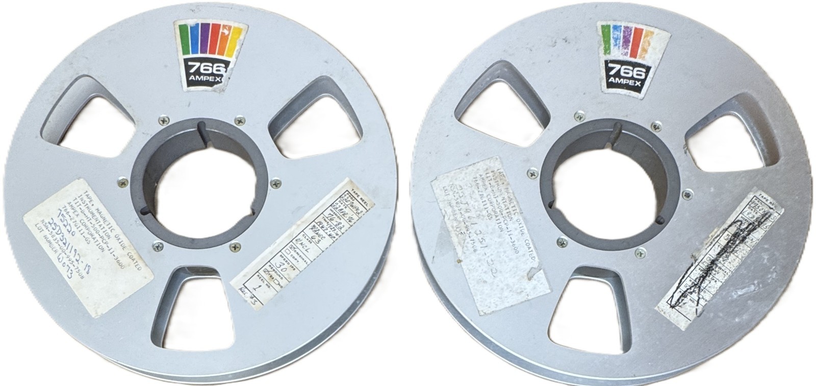 Ampex 766 10.5" Aluminum NAB Take-Up Reels Empty Lot of 2 Reel to Reel