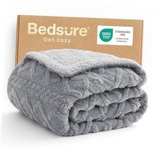 Gentlesoft Sherpa Fleece Throw Blanket for Couch - Throw 50" x 60" 01 - Grey