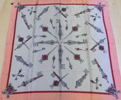 Foulard 100% Reine Seide Silk Soie Vintage Damen (1264) 84Cm X 86Cm