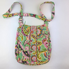 Vera Bradley Crossbody Messenger Bag Mint Green Paisley Magnetic Close 12x11"