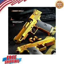 Toy Desert Eagle Gold Pistol Safe Soft Bullet Shell Firing Play Gun Kids Gift