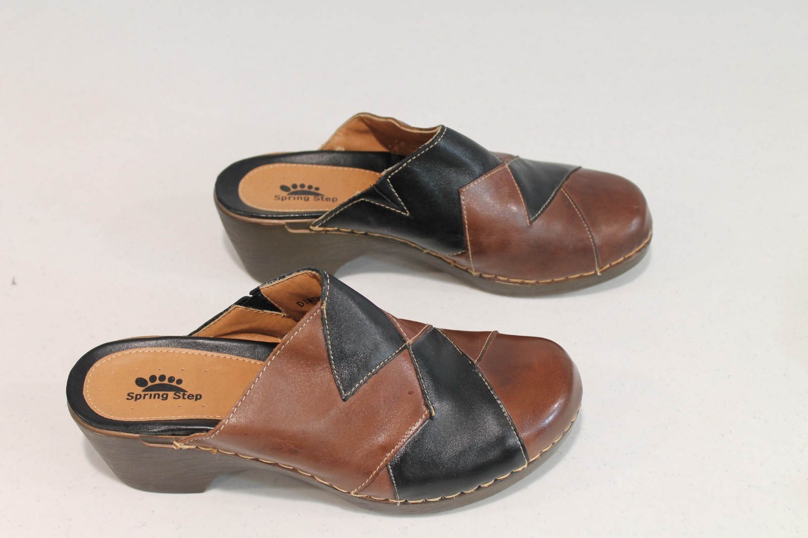 Spring Step Brown Leather Two Tone Patchwork Comf… - image 2