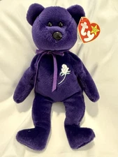 Ty Beanie Babies Princess Bear Toy Royal Purple PE Pellets