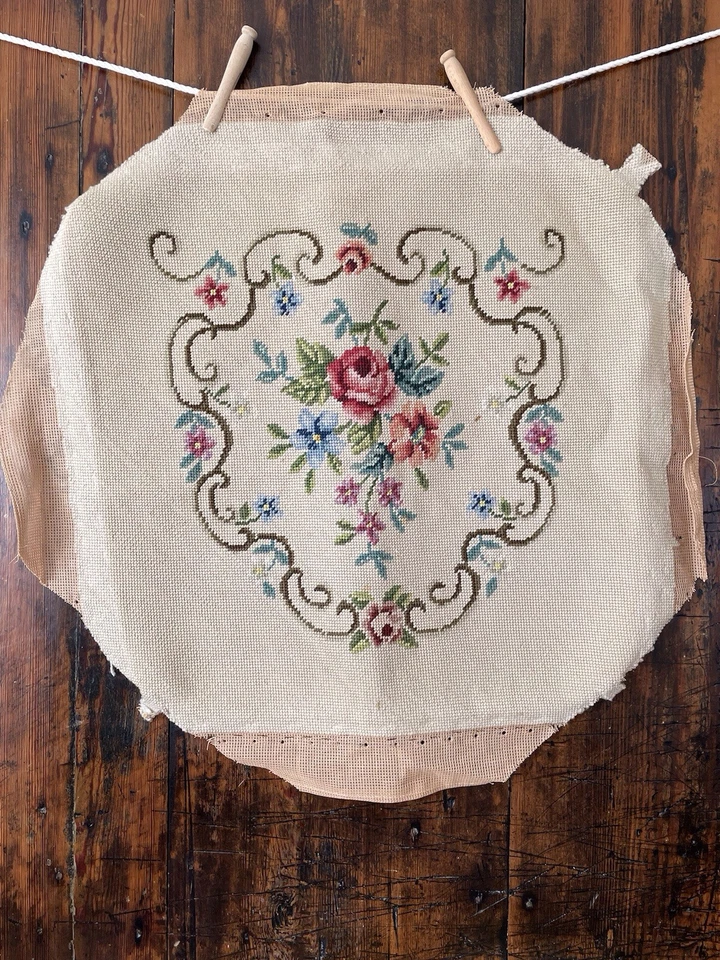 美丽套装 6 件成品花卉针绣挂毯适用于座椅/枕头套 20 英寸 — 第 3/4 张图片