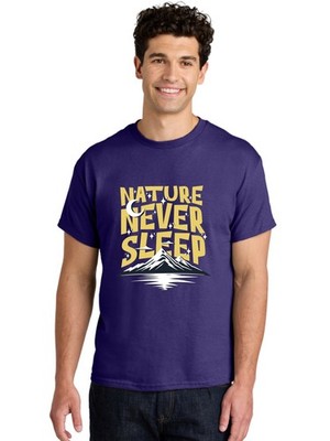 Nature-Never-Sleep Mens Graphic Tee,100% Cotton,Casual Summer Wear