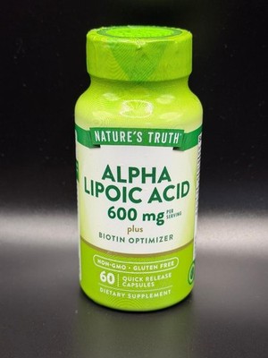 Natures Truth Alpha Lipoic Acid 600 mg 60 Capsules Biotin Optimizer EXP 8/2027 