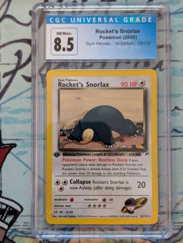 Rocket’s Snorlax #33 1st Edition Gym Heroes 2000 Pokemon CGC 8.5 ✨💤