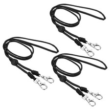 Lanyard neck with 2 swivel hooks, 3pcs adjustable long, black