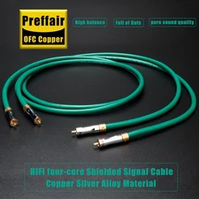 Pair Audiophile OFC Copper HiFi Audio RCA Cable with RCA Plugs Cord Interconnect
