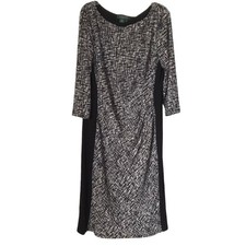 Lauren Ralph Lauren Womens Dress Size 12 Black and White Geometric Print Sheath
