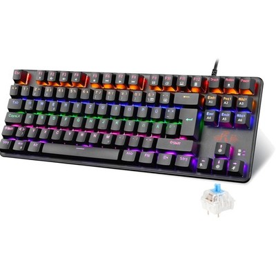 Gaming Tastatur TKL QWERTZ, TKL Tastatur Mechanisch, Blaue Schalter Laut, Tas...