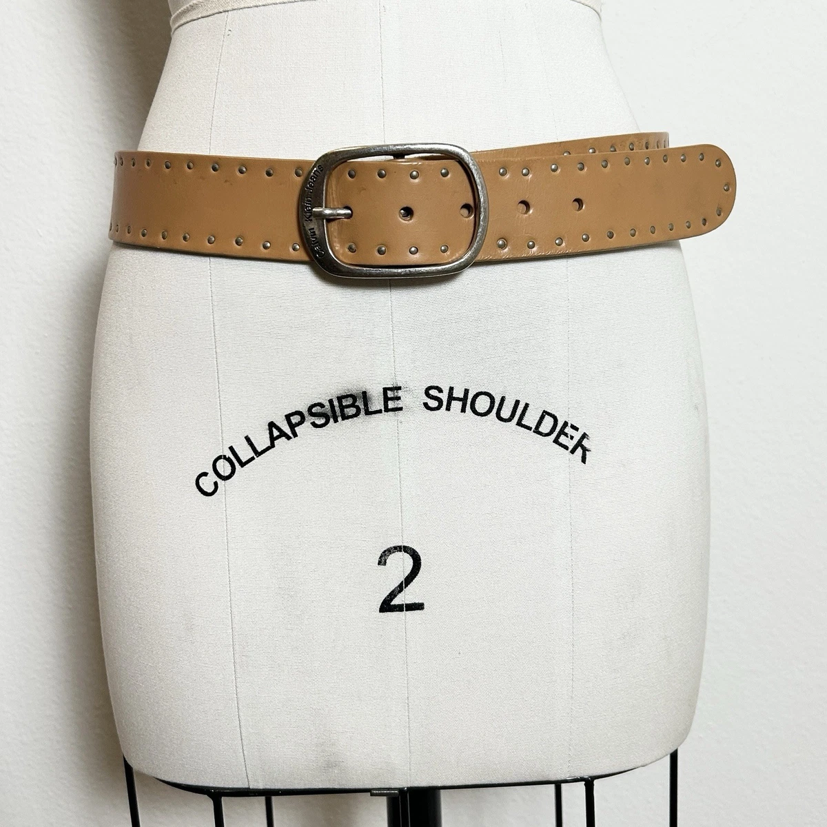 Vintage Calvin Klein Jeans Genuine Leather Tan Studded Wide Buckle Unisex Size M SOLD Calvin Klein Studded Bronze Belt – Small – Hotbox Vintage main image 4