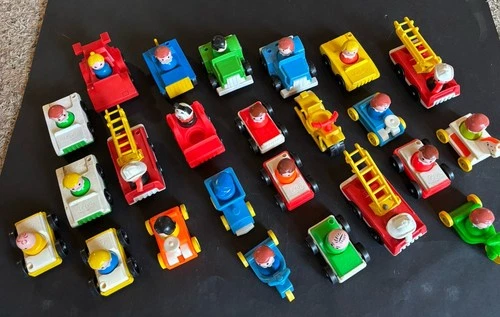 Lot Of Fisher Price Vtg Little People Toys - 47 Pcs Counting People & Vehicles