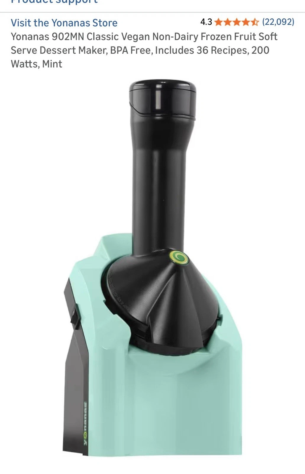New Yonanas Homemade Keto, Non-Dairy, Vegan Frozen Fruit Soft Serve Treat Maker