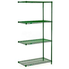 Nexel Poly-Green 4 Tier Wire Shelving Add-On Unit 24"W x 14"D x 74"H