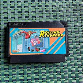 Famicom game Rolling Thunder cartridge, box, and