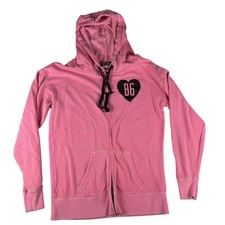 Victoria's Secret Pink Hoodie Womens Small Full Zip Love Pink 86 Heart Graphic