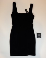 Lulus Black Bodycon Midi Dress Womens XS Square Neck Sleeveless NWT
