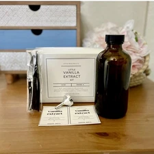 Homemade Vanilla Extract Kit: Organic Madagascar Beans, DIY Gift, 4 oz Bottle