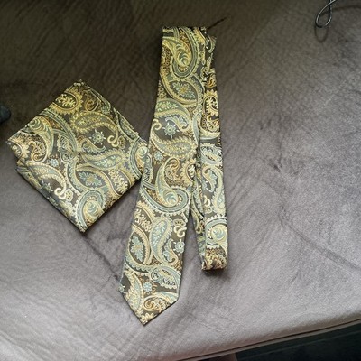 HISDERN Men's 100% Silk Necktie Designer PAISLEY Multi-Color EUC