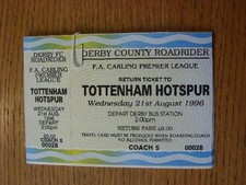 21/08/1996 Ticket: Tottenham Hotpsur v Derby County [Coach 5 - Roadrider Return