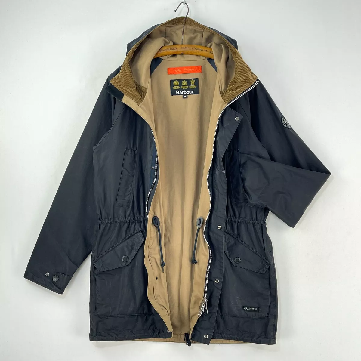 Barbour Ben Fogle Scarfell Parka Wax Jacket Mens Medium Blue Hooded Outdoor