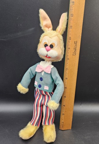 Vtg Easter Bunny Wire Arms Legs Ears POSABLE Rabbit Felt & Fabric Suit Japan - Picture 9 of 10