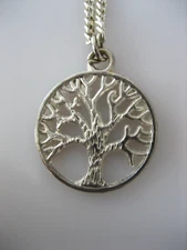 Tree Of Life Pendant  Silver Tone Necklace