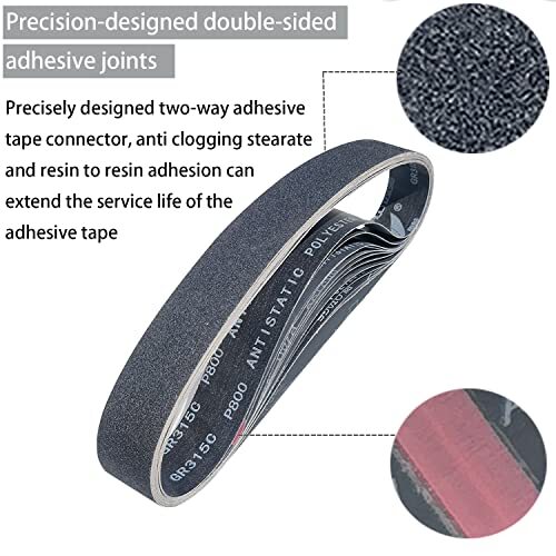 2x28 Inch Sanding Belt Assortment 10 Pack - Silicon Carbide Grits 120 To 1000 For Metal & Sharpening - View #8