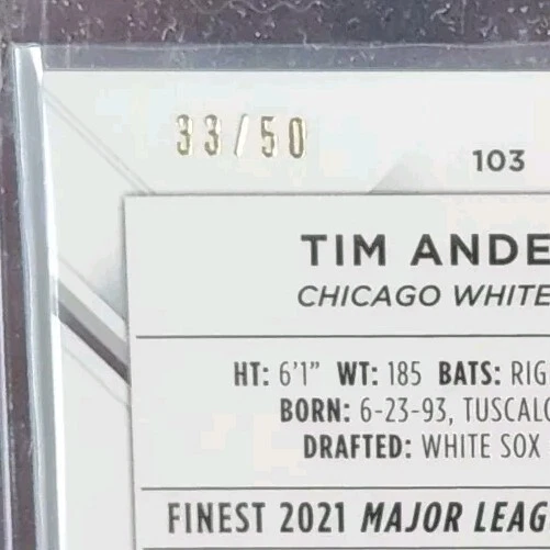 2022 Topps Finest Tim Anderson #103 Gold Refractor /50 White Sox - Image 3 of 3