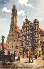 Old postcard postcard Rothenburg - town hall with the market square GERMANY (1075506)