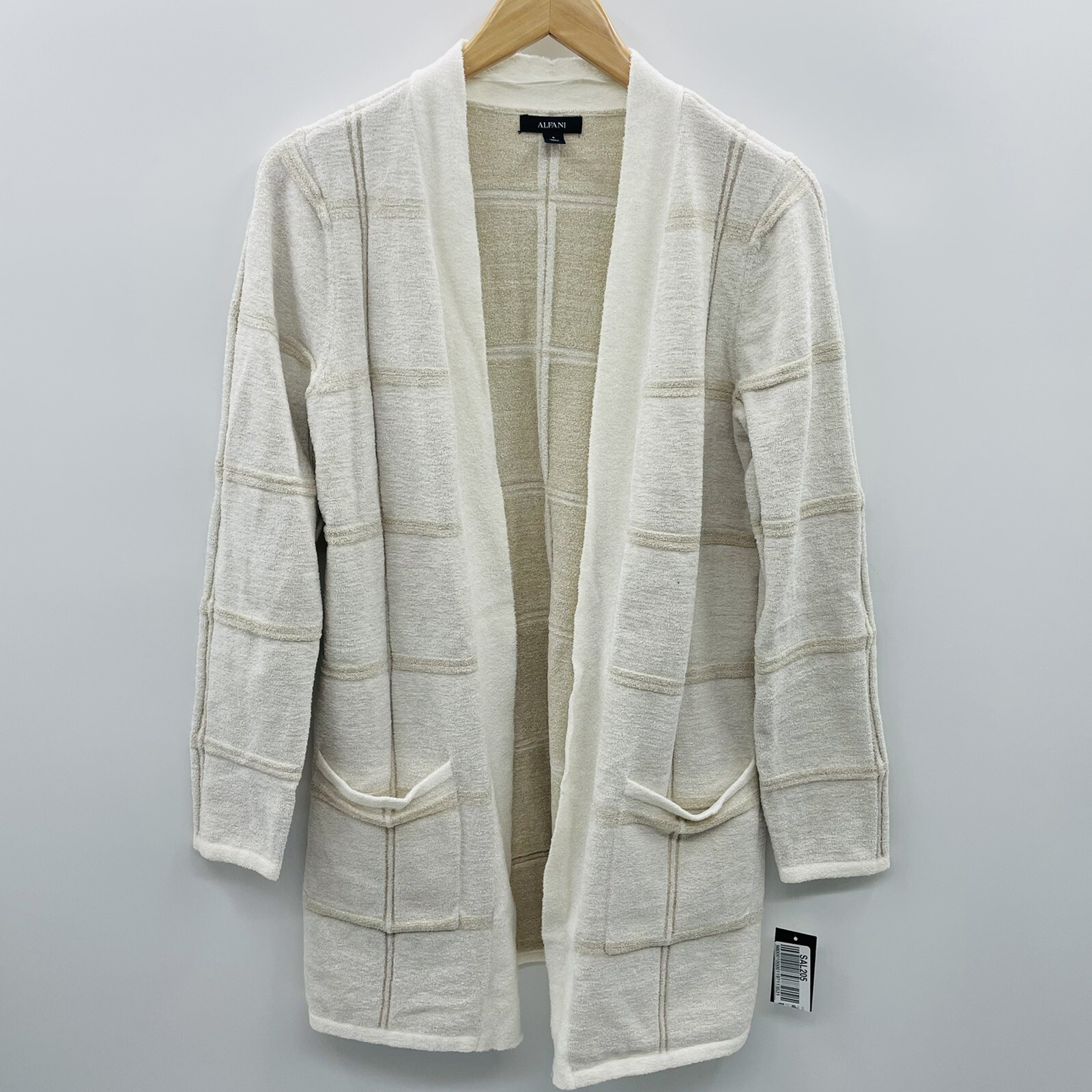 Alfani Shine Window Pane Cardigan Natural Size Small for sale online eBay