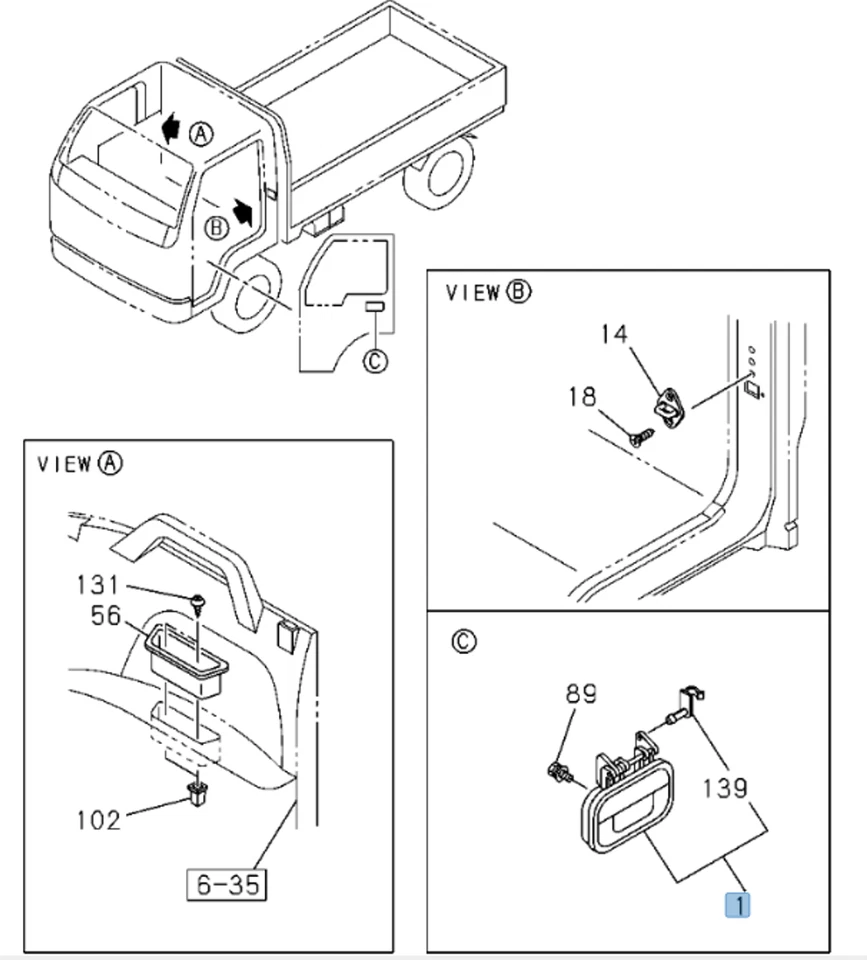 Manija de puerta exterior lado izquierdo del conductor para ISUZU NPR NPR-HD NQR NR 94-07 Foto 2 de 4