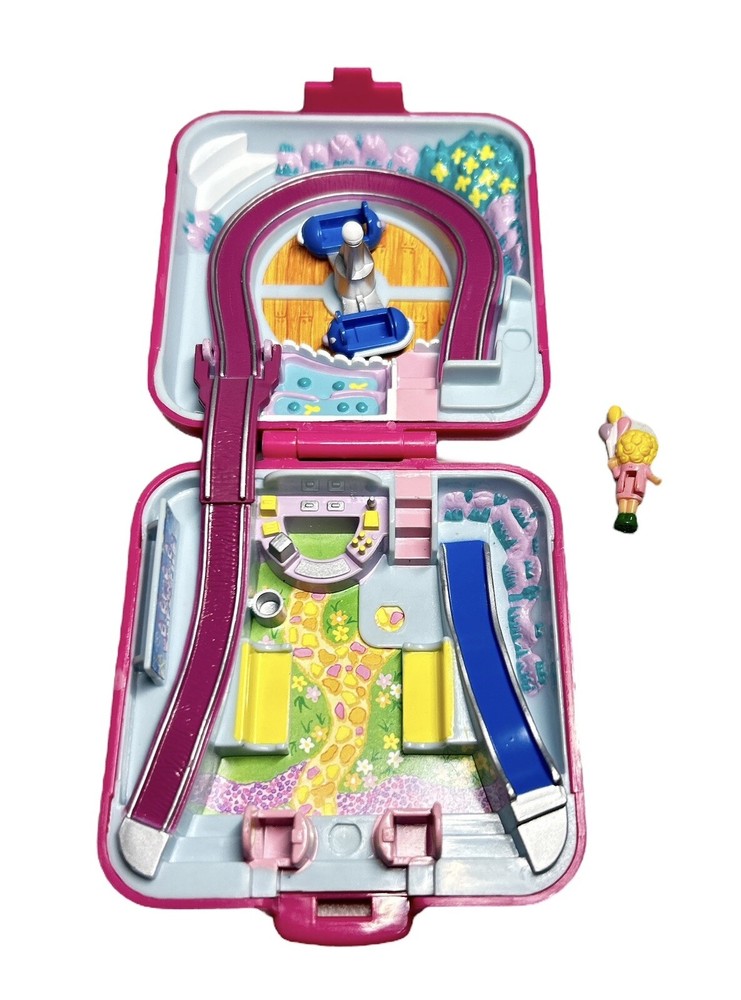 Vintage Polly Pocket 1989 Fun Fair Compact & Doll Ride Cart Missing Bluebird