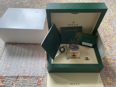 Rolex Submariner Date Neu Gelbgold, Blau ungetragen Full Set