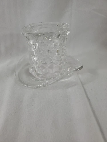 Fostoria Top Hat Toothpick Holder American Cube Crystal Clear Vase - FREE SHIP
