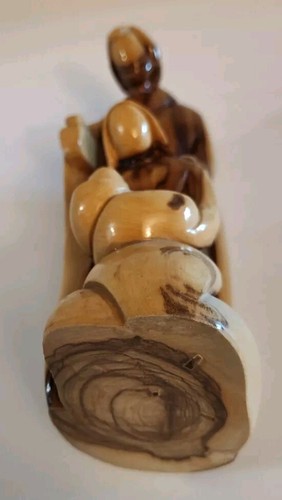 Vintage Holy Land Olive Wood Holy Family Statue 7.5" Jesus Mary Joseph - Picture 6 of 7
