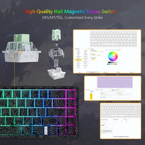 Womier M68 HE V2 Rapid Trigger Keyboard 60% Percent Hall Effect Topographic G... - 第 3/7 張圖片