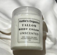 Unscented Grass Fed Whipped Tallow Cream for Skin 8 oz