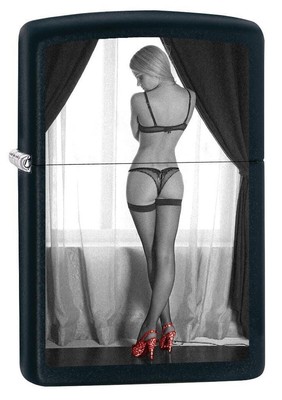 Zippo Red Shoe Girl Number One Lighter, Black Matte NEW IN BOX