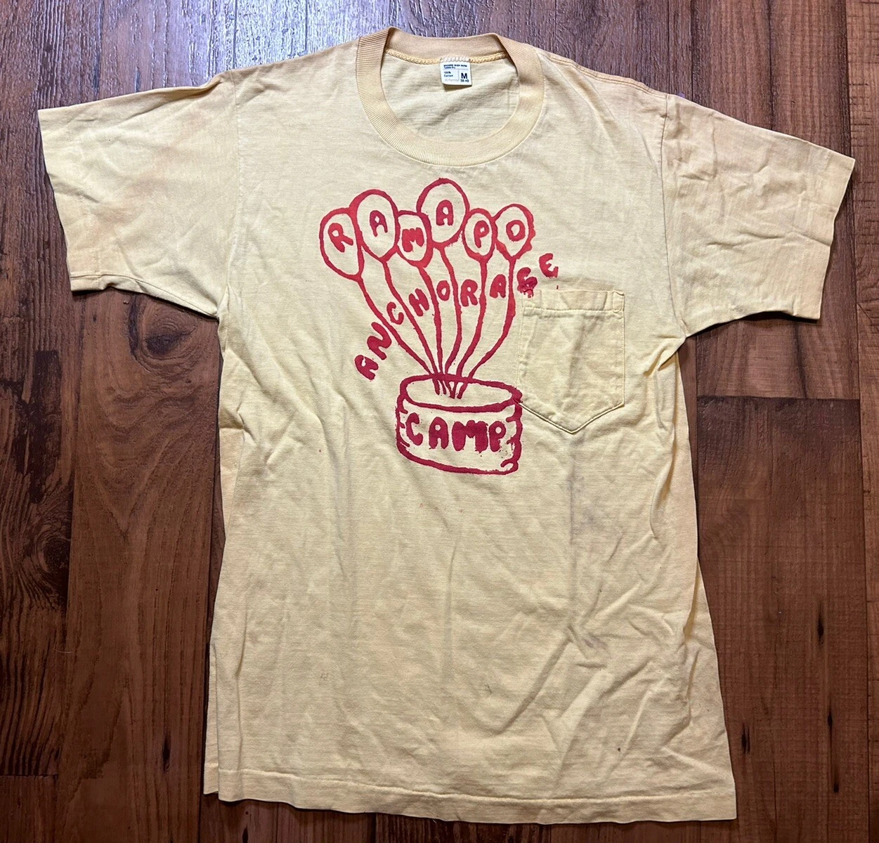 Vintage 70s JCPenney Camp Anchorage T-Shirt Pocket Tee Yellow Small