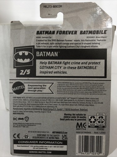 Coche Batimóvil Hot Wheels Batman Forever Grey Edades 3+ - Imagen 6 de 6