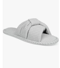 Charter Club Women's Textured Knot-Top Slippers Gray Color S 5-6