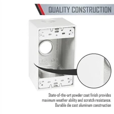 WHITE 1-GANG WEATHERPROOF BOX, 3 HOLE, 4 INCH, DEEP TAYMAC MODEL SD375WH