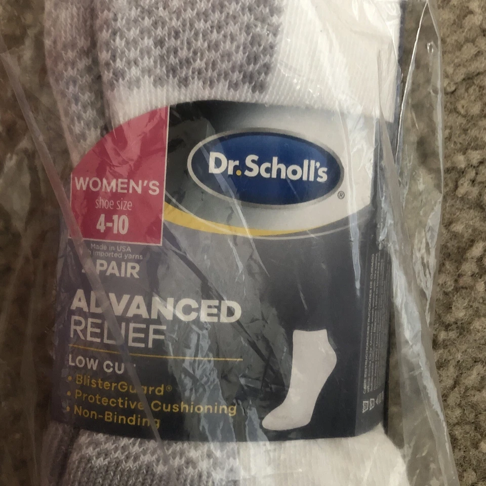 2 PARES FEMININOS DR.SCHOLL'S ADVANCED ALÍVIO SEM ENCADERNAÇÃO CORTE BAIXO 4-10 FEITO NOS EUA - Imagem 2 de 3