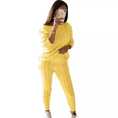 Women Cable-knit Loungewear Sweater & Pants Set Casual Outfits 2 Pcs Size - Picture 6 of 45