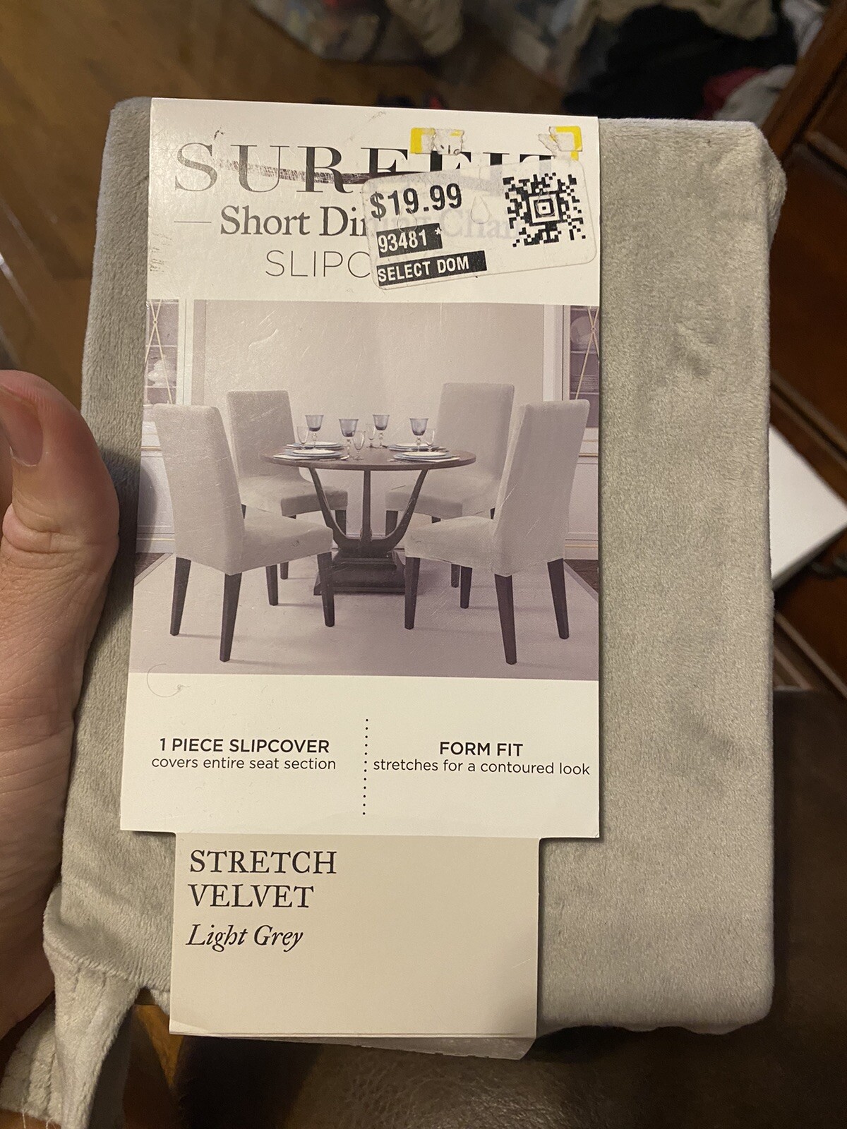 Slipcover Stretch Velvet Light Grey New #48257